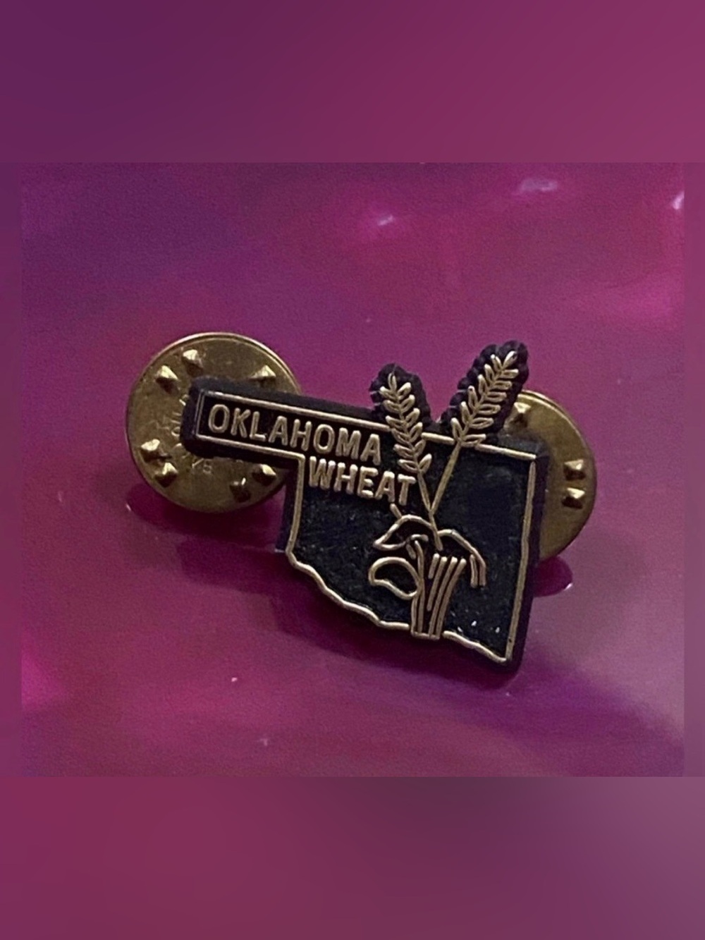 Vintage Oklahoma Wheat Plastic Lapel Pin #9098